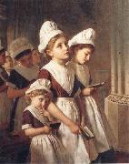 Sophie anderson Foundling Girls in their School Dresses at Prayer in the Chapel oil painting artist